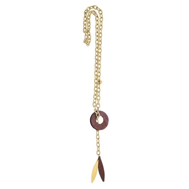 LONG NECKLACE TYPE FOULAR CHAIN WITH LINED BEADS