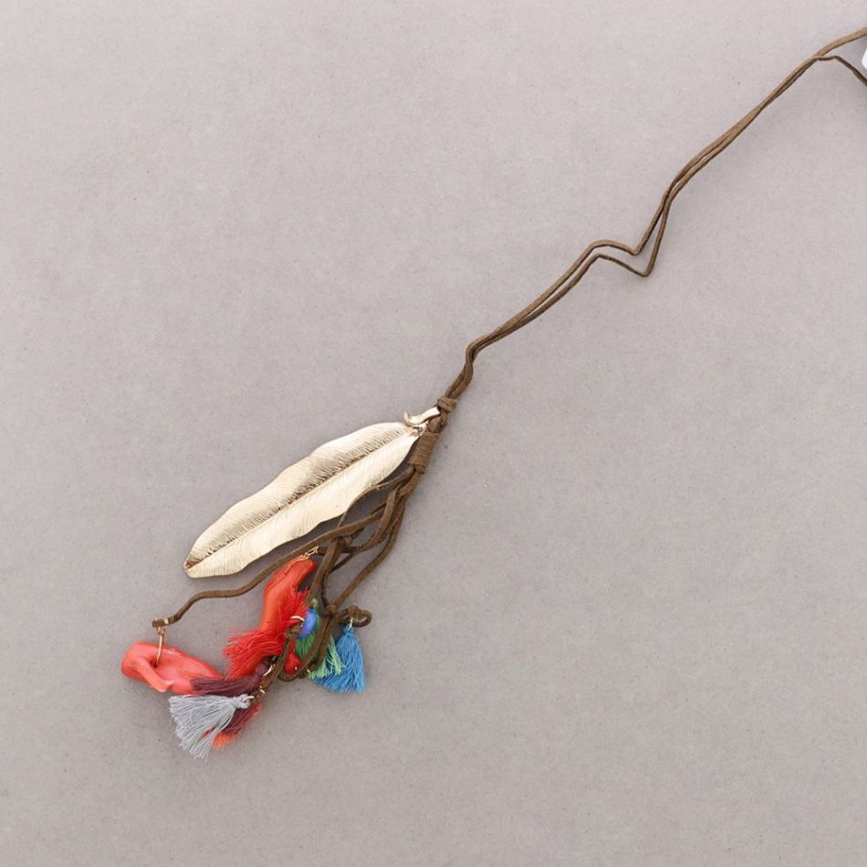 COLLAR LARGO HOJA FLECO CORAL
