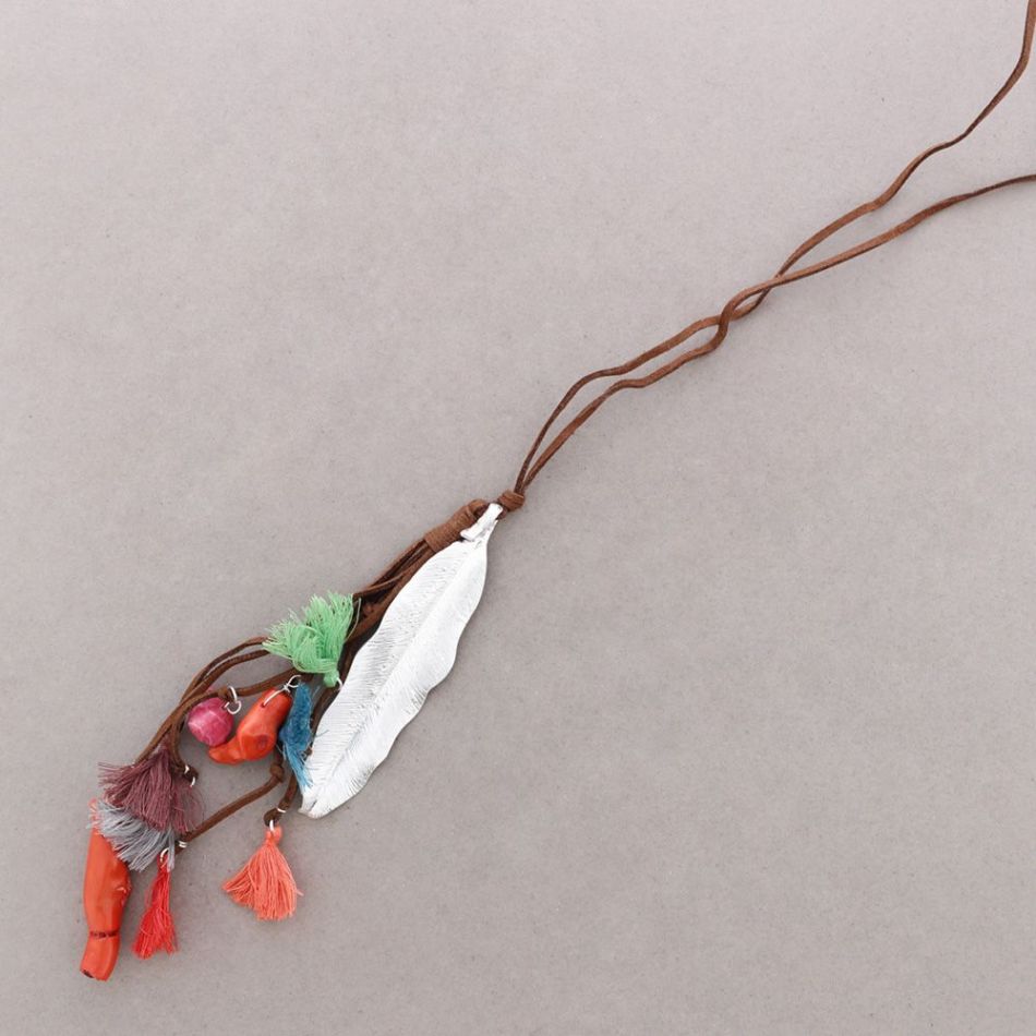 COLLAR LARGO HOJA FLECO CORAL