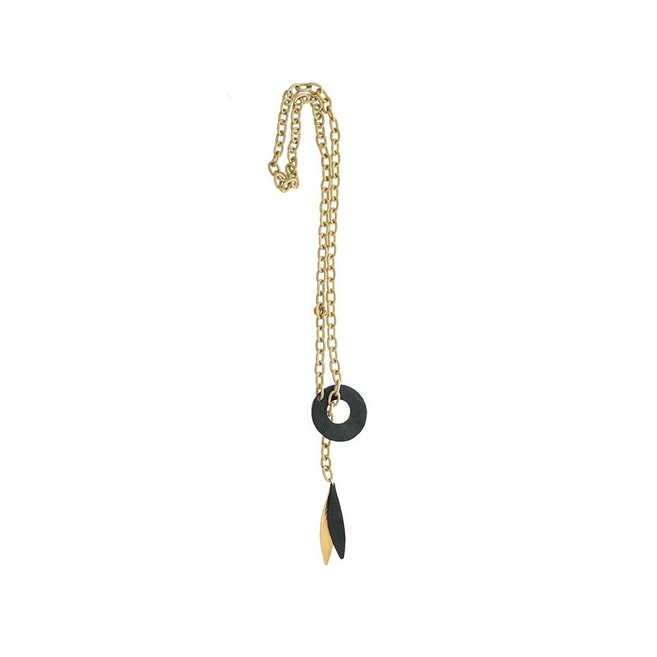 COLLAR LARGO TIPO FULAR CADENA CUENTAS FORRADAS