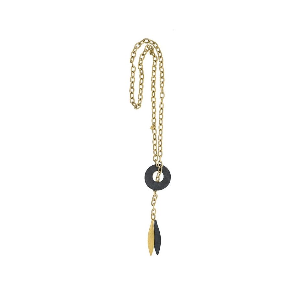 LONG NECKLACE TYPE FOULAR CHAIN WITH LINED BEADS