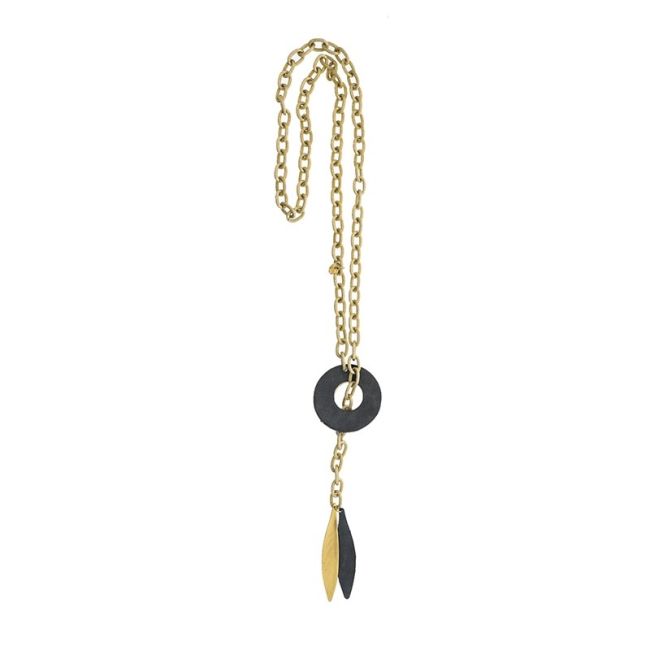 LONG NECKLACE TYPE FOULAR CHAIN WITH LINED BEADS