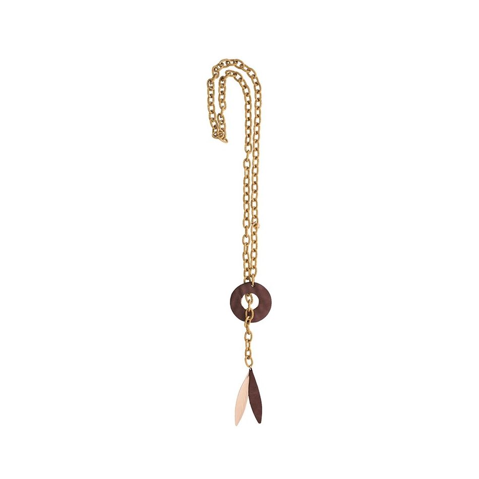 LONG NECKLACE TYPE FOULAR CHAIN WITH LINED BEADS