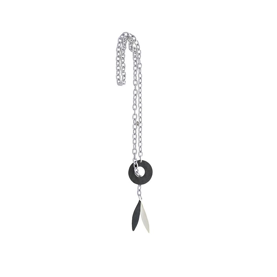 COLLAR LARGO TIPO FULAR CADENA CUENTAS FORRADAS