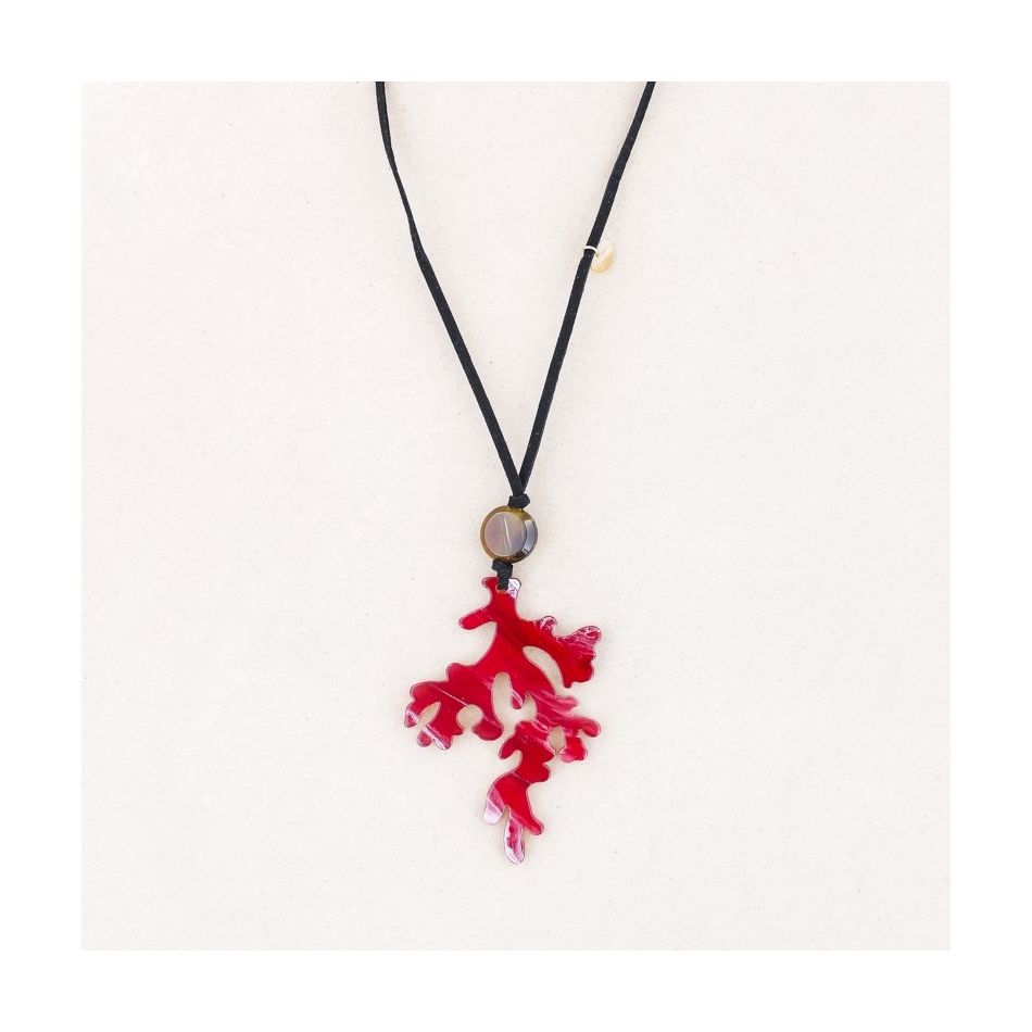 LONG NECKLACE PENDANT CORAL RESIN