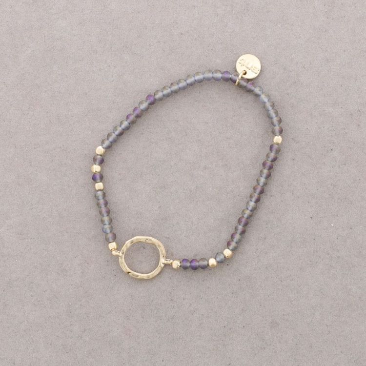 BRACELET WITH MATTE FACETED CRYSTALS AND METAL RING