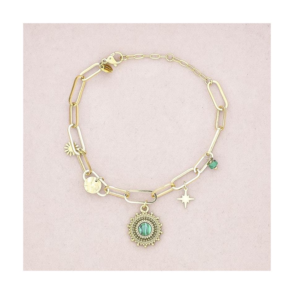 PULSERA ACERO ESLABONES COLGANTES