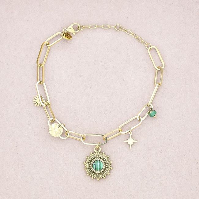 PULSERA ACERO ESLABONES COLGANTES