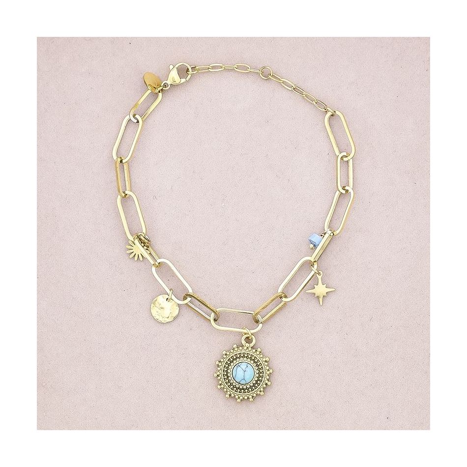 PULSERA ACERO ESLABONES COLGANTES