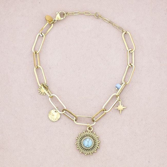 PULSERA ACERO ESLABONES COLGANTES