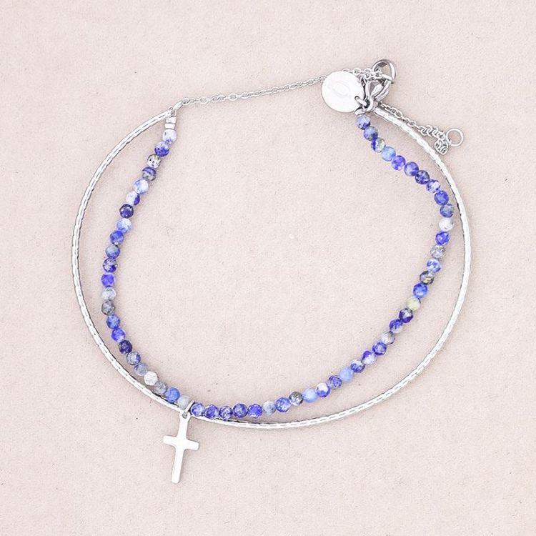 PULSERA DOBLE ACERO PIEDRAS