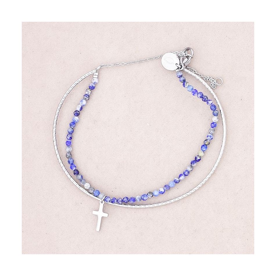 PULSERA DOBLE ACERO PIEDRAS