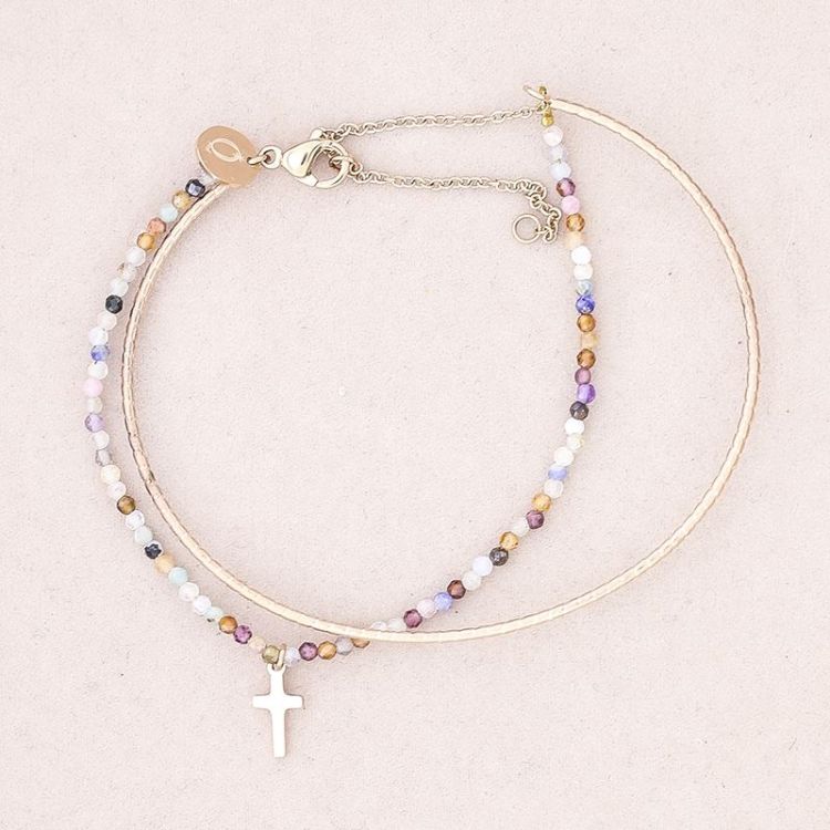 PULSERA DOBLE ACERO PIEDRAS 2
