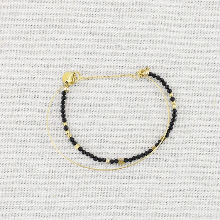 PULSERA DOBLE ACERO PIEDRAS