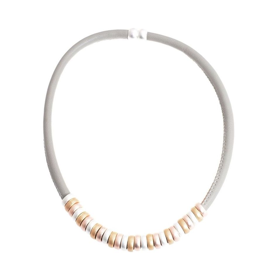 FAUX LEATHER CHOKER WITH METAL RINGS