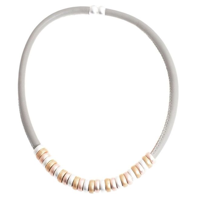 FAUX LEATHER CHOKER WITH METAL RINGS