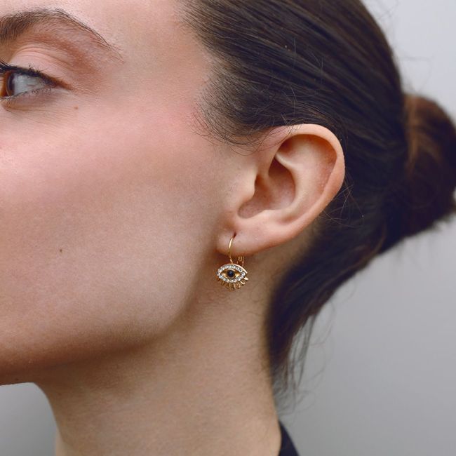 PENDIENTES ACERO OJO TURCO CRISTALES