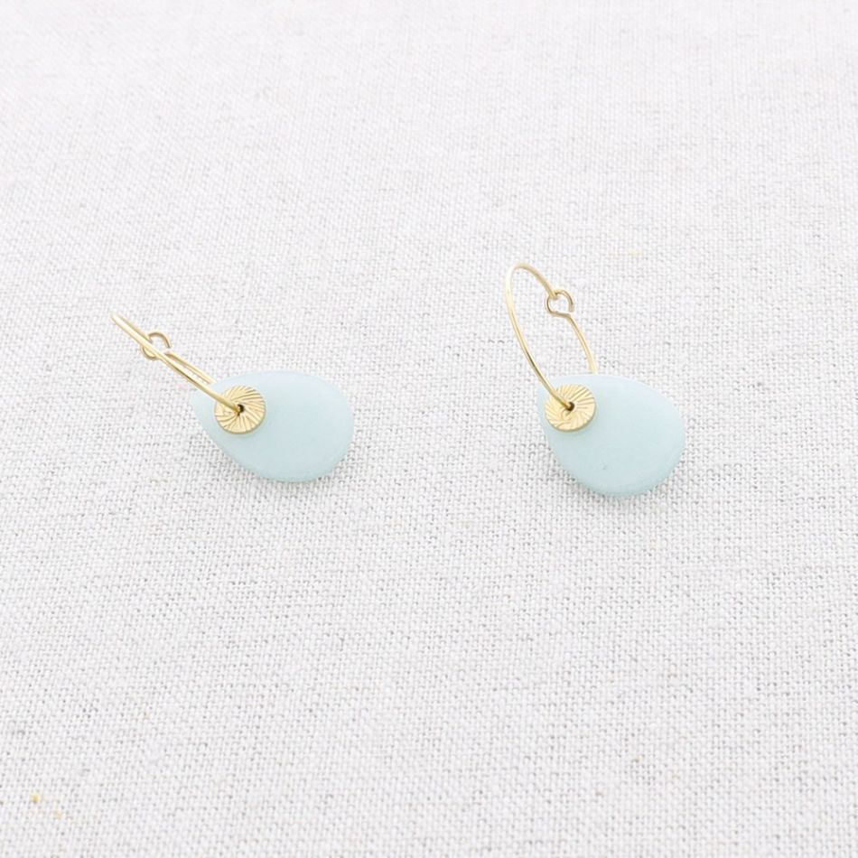 STONE PENDANT HOOP STEEL EARRINGS