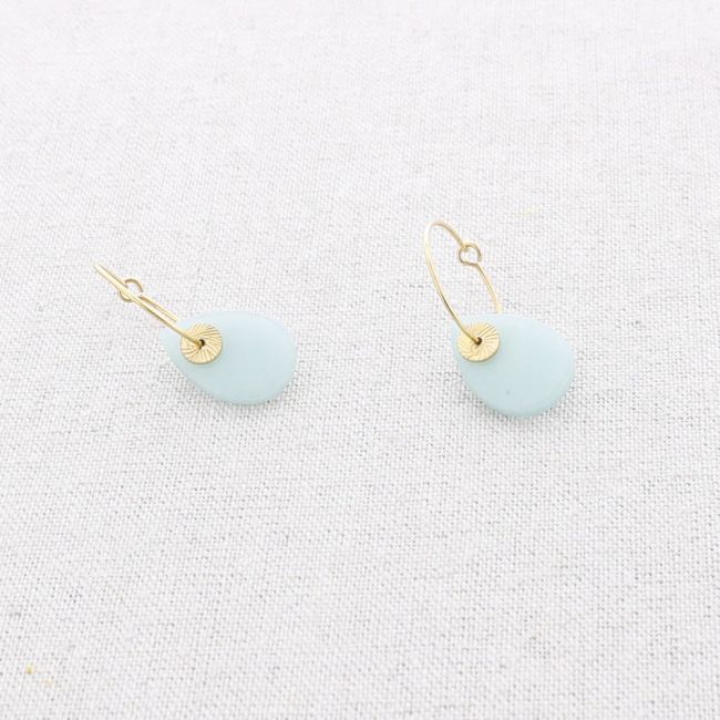 STONE PENDANT HOOP STEEL EARRINGS