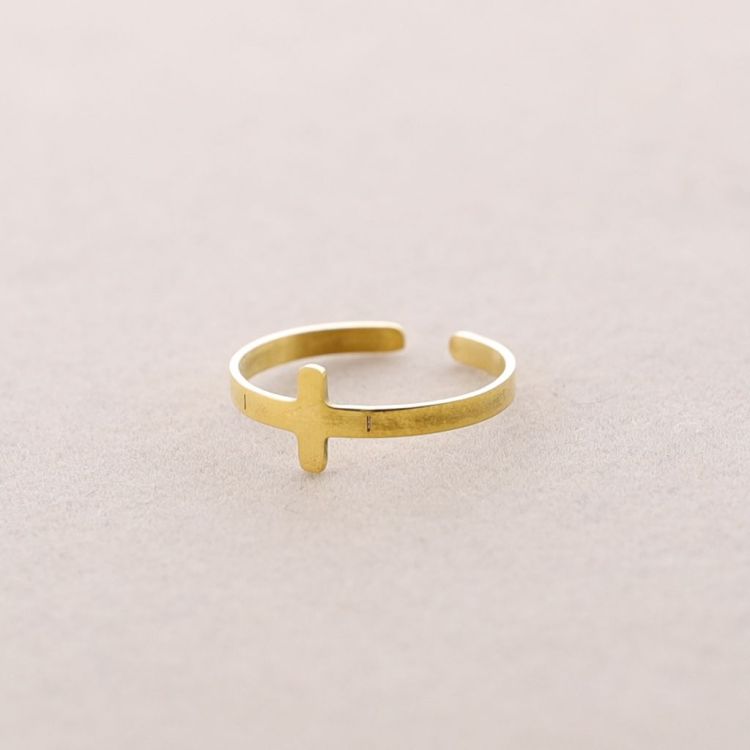 ANILLO ACERO CRUZ AJUSTABLE