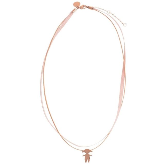 DOUBLE PENDANT CHOKER GIRL STEEL
