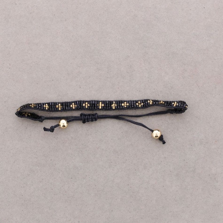 ETHNIC MACRAME BRACELET WITH CROSS AND BEADS
