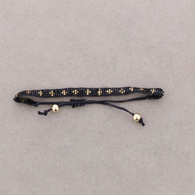 ETHNIC MACRAME BRACELET WITH CROSS AND BEADS