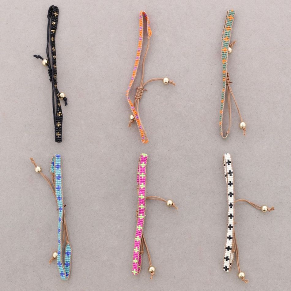 ETHNIC MACRAME BRACELET WITH CROSS AND BEADS