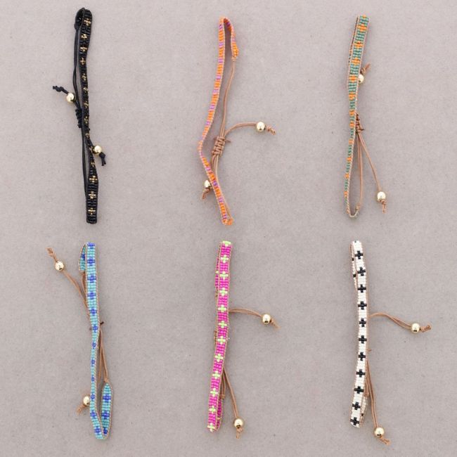 ETHNIC MACRAME BRACELET WITH CROSS AND BEADS