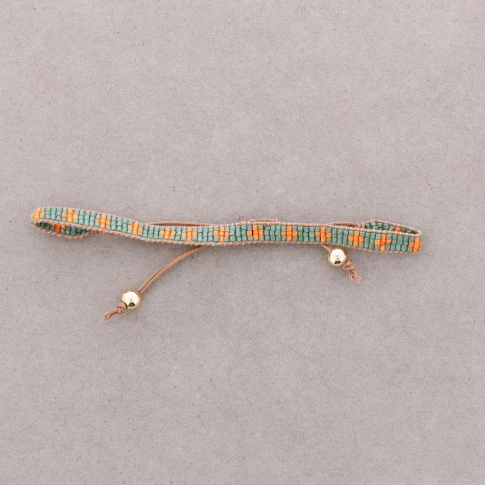 ETHNIC MACRAME BRACELET WITH CROSS AND BEADS