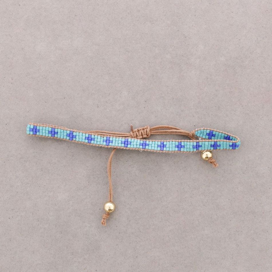 ETHNIC MACRAME BRACELET WITH CROSS AND BEADS