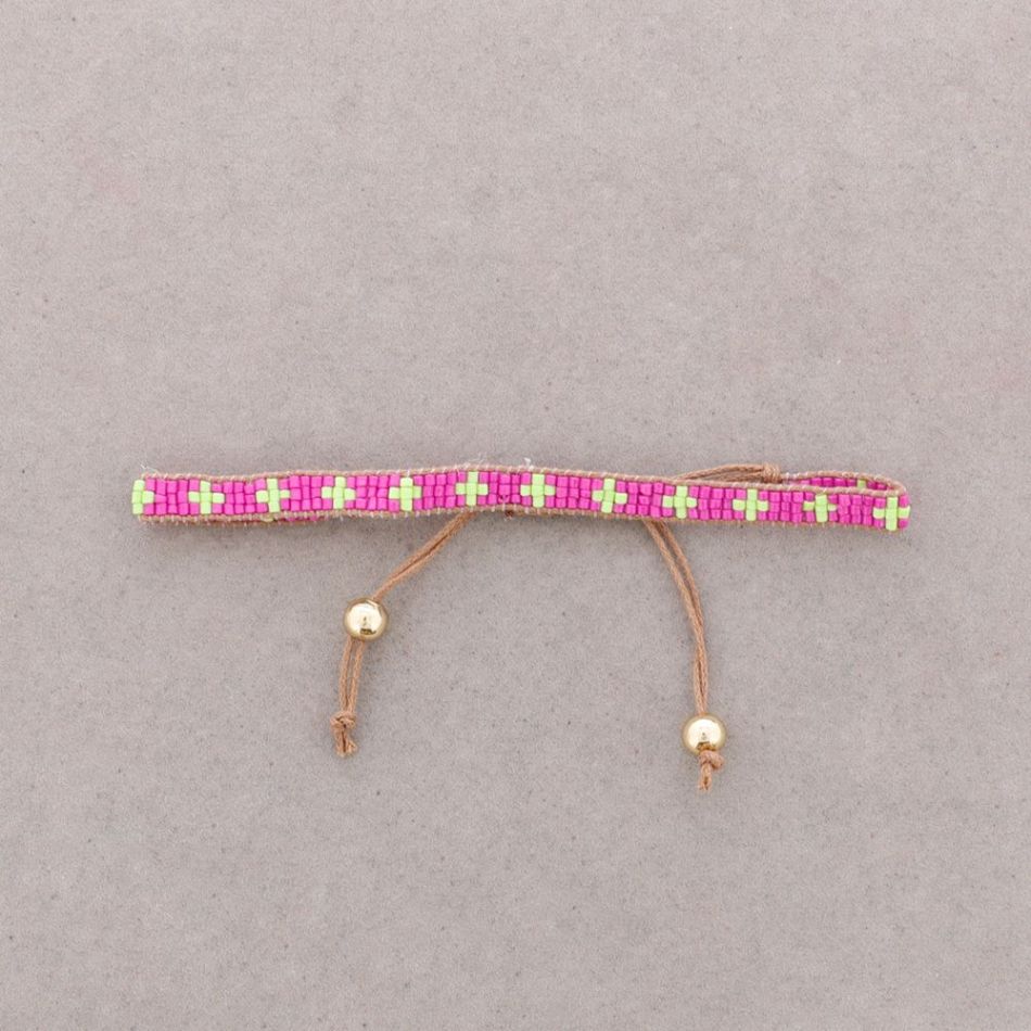 ETHNIC MACRAME BRACELET WITH CROSS AND BEADS