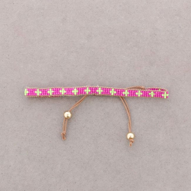 ETHNIC MACRAME BRACELET WITH CROSS AND BEADS