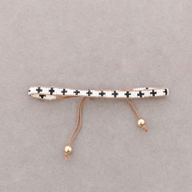 ETHNIC MACRAME BRACELET WITH CROSS AND BEADS