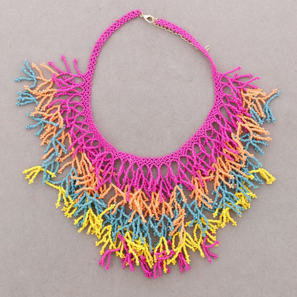 CORAL BEAD PENDANT CHOKER