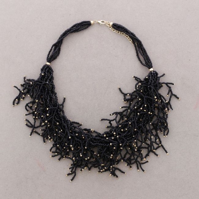 COLLAR LARGO COLGANTES CORALES ABALORIOS