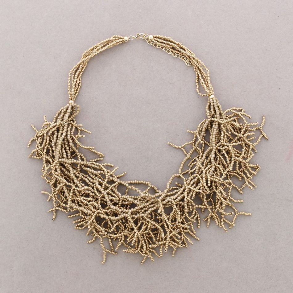 COLLAR LARGO COLGANTES CORALES ABALORIOS