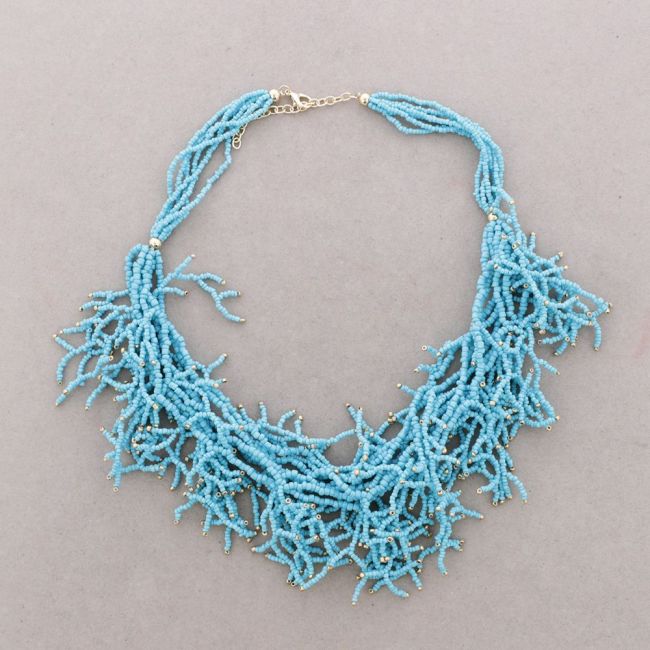 COLLAR LARGO COLGANTES CORALES ABALORIOS