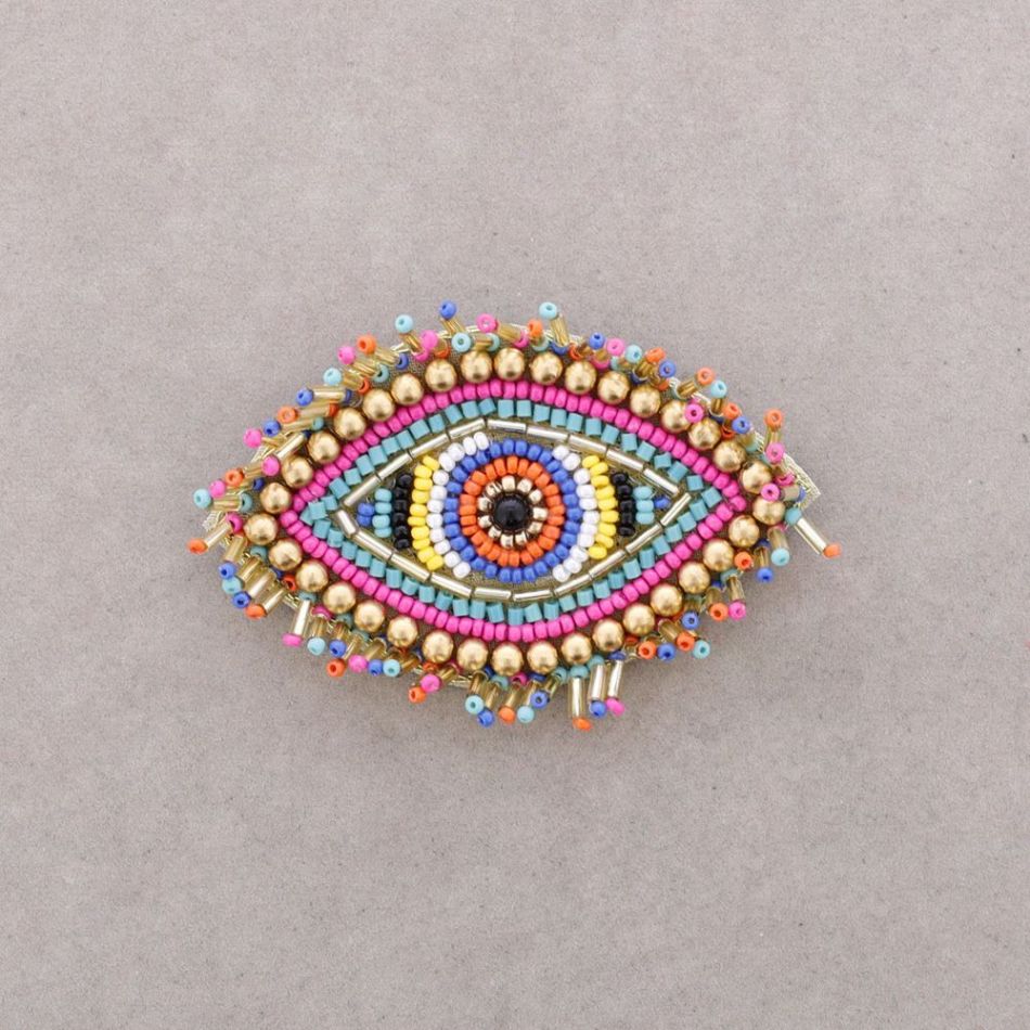 TURKISH EYE BROOCH WITH BEADS