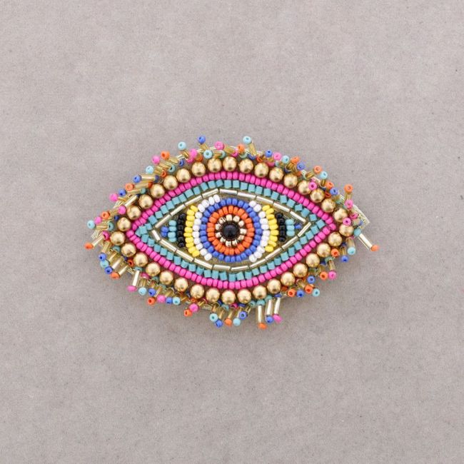 TURKISH EYE BROOCH WITH BEADS