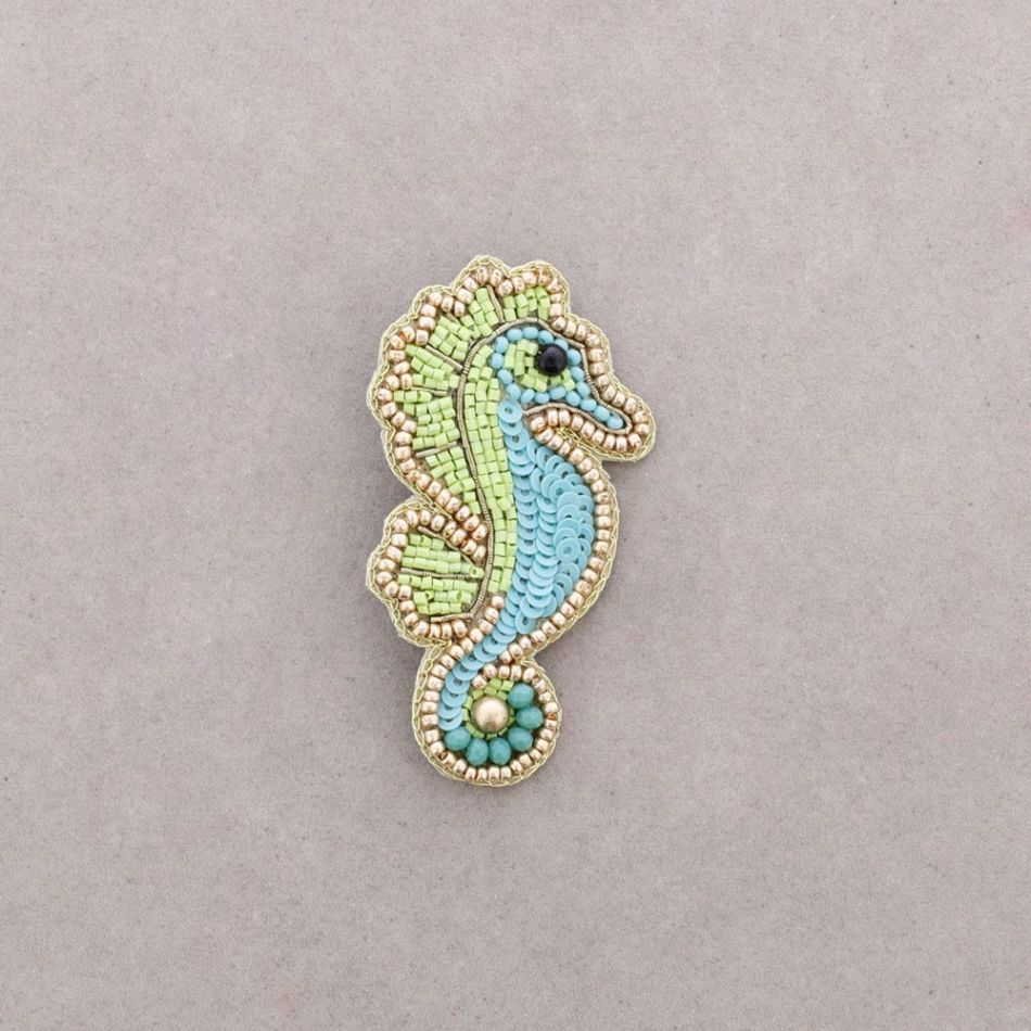 SEAHORSE BROOCH WITH SEQUINS