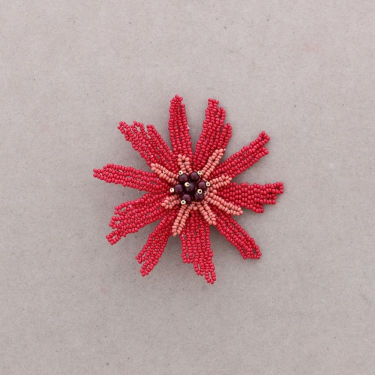 BEADED FLOWER BROOCH