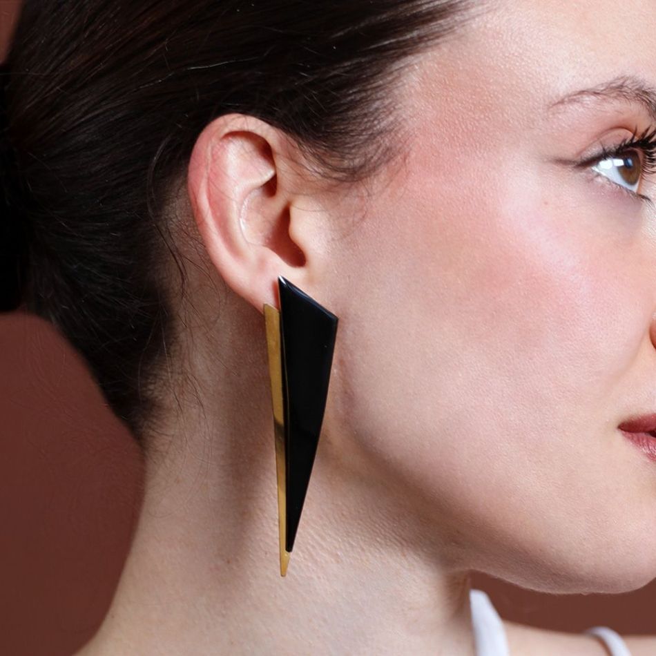 DOUBLE TRIANGLE ENAMEL STEEL EARRINGS