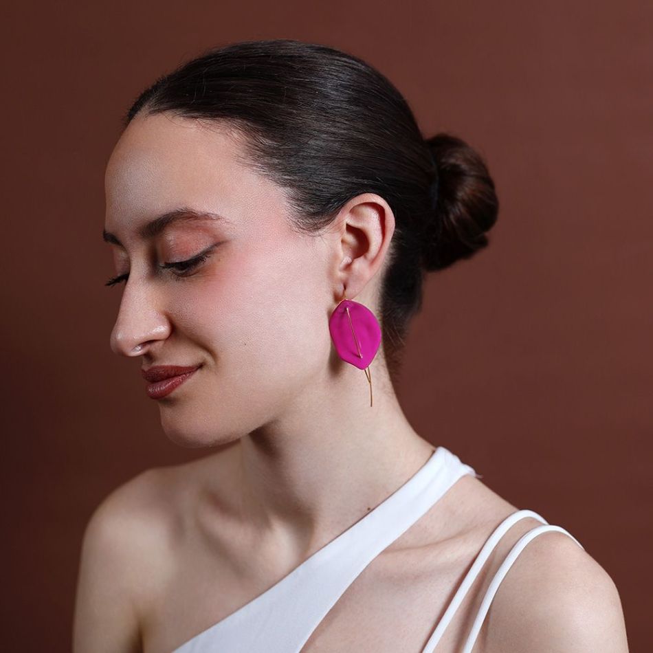 PENDIENTES ACERO COLGANTE HOJA ESMALTE