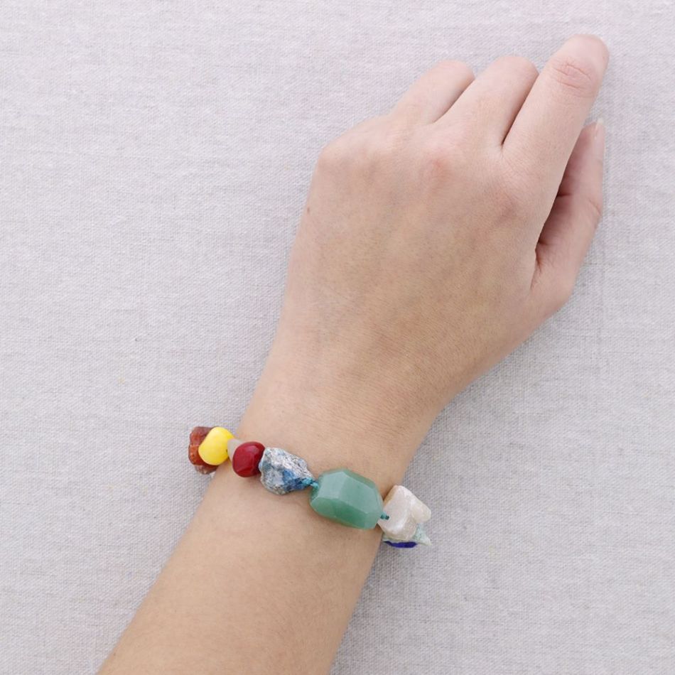 STEEL BEADS AND STONES BRACELET