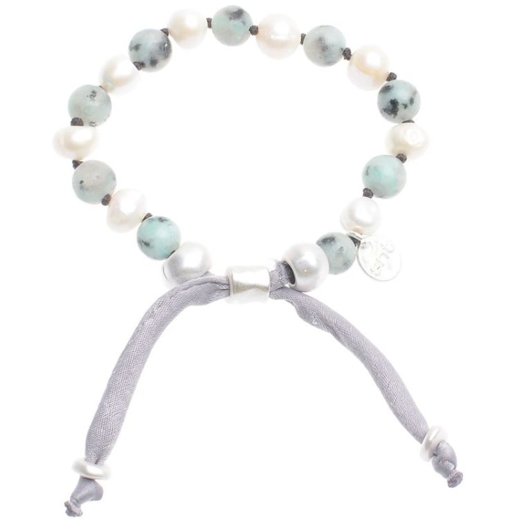 PULSERA MACRAME PIEDRAS PERLAS CULTIVADAS