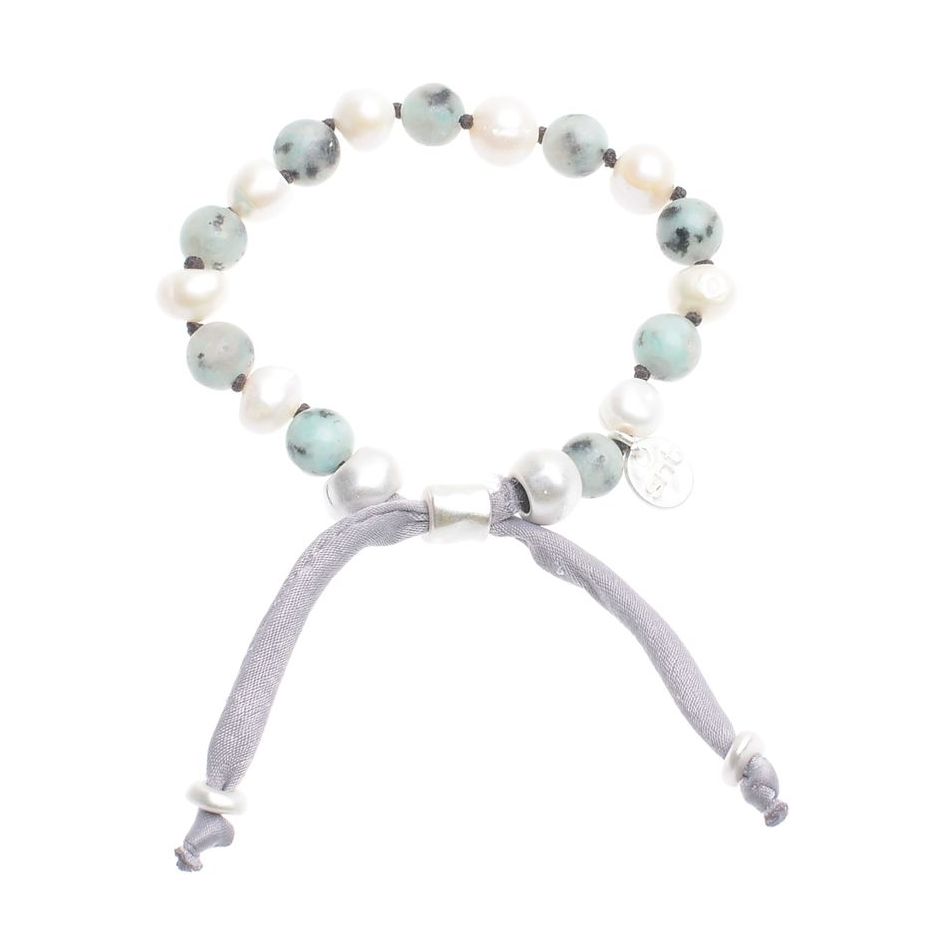 PULSERA MACRAME PIEDRAS PERLAS CULTIVADAS