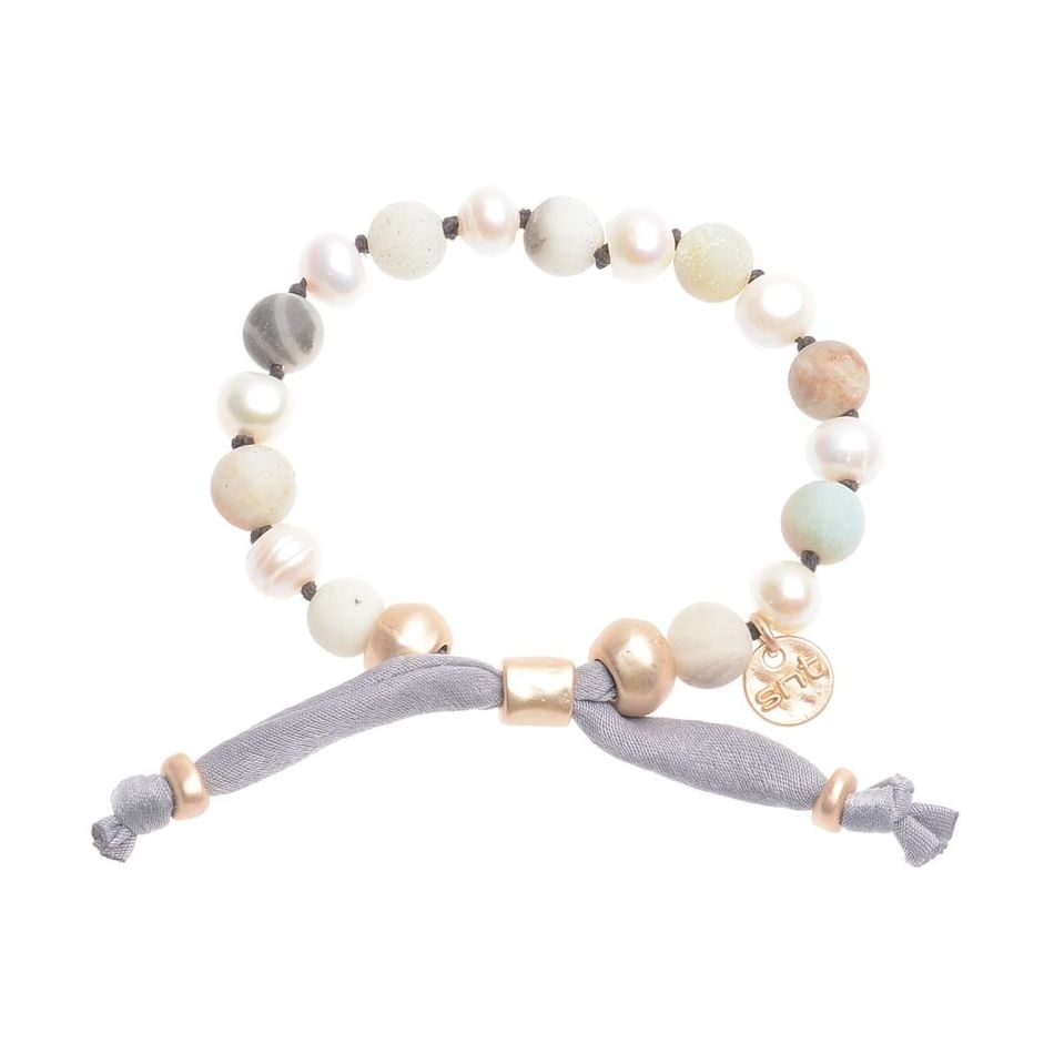 PULSERA MACRAME PIEDRAS PERLAS CULTIVADAS