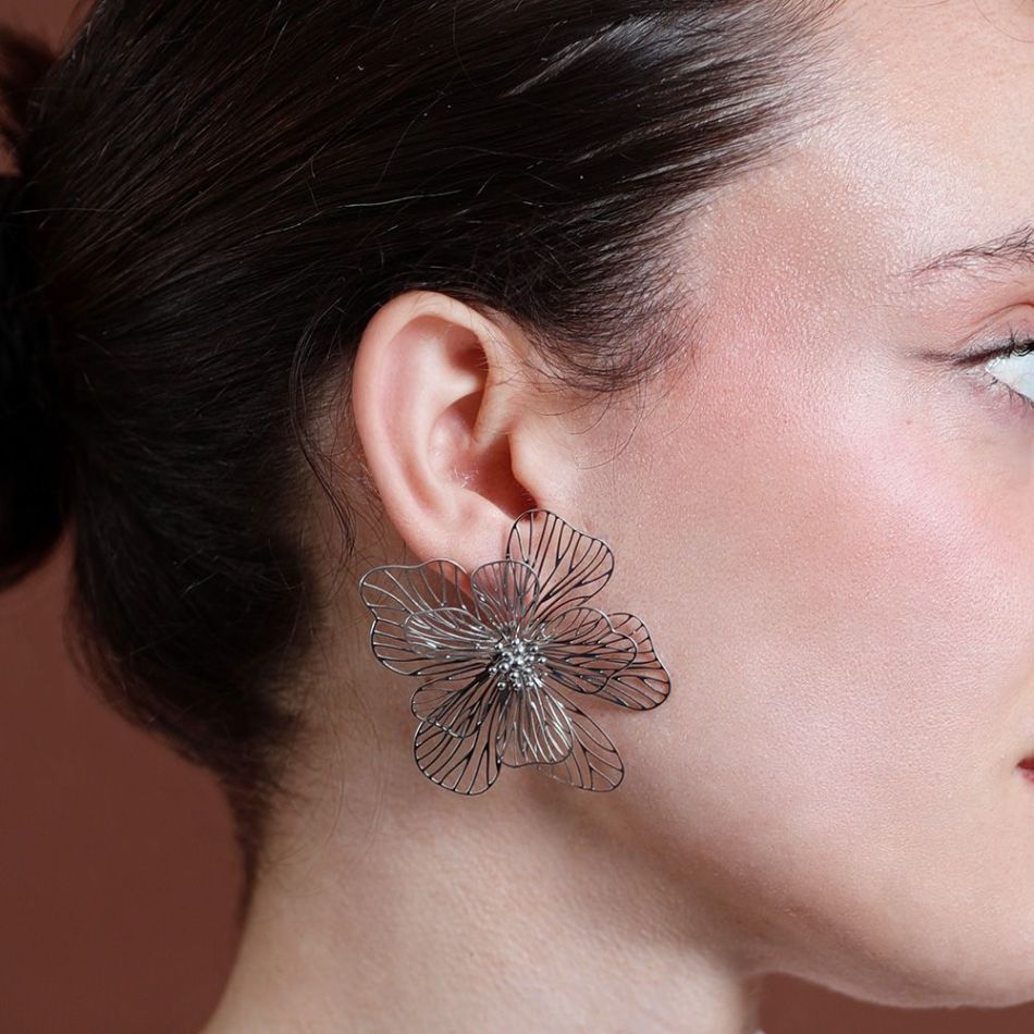 PENDIENTES ACERO FLOR FILIGRANA