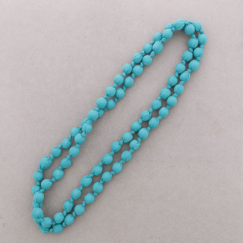LONG NECKLACE WITH FABRIC LINED BALLS 160CM